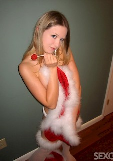 Nice blonde waits for presents